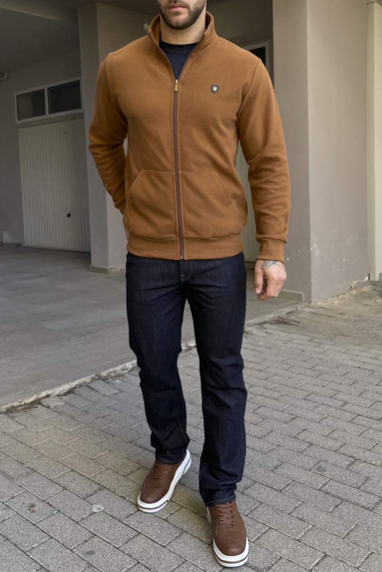 Everbest ανδρική Plus Size κάμελ ζακέτα με ριπ ύφασμα 251039 φωτογραφία